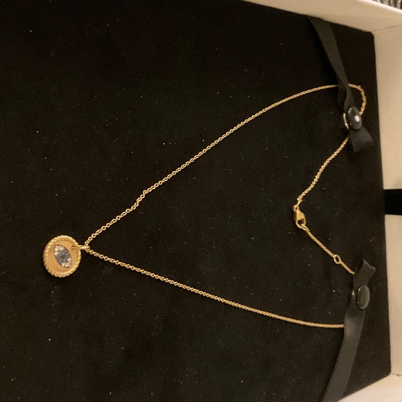 David Yurman Gold Necklace with evil eye pendant with diamonds